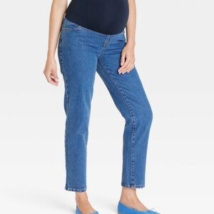 Over Belly High-Rise 90s Straight Maternity Pants Isabel Maternity Dark Wash 2